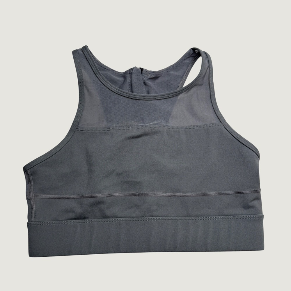 ZYIA Active Gray Medium Sports Bra One More Rep Zip Front High Neck Workout M